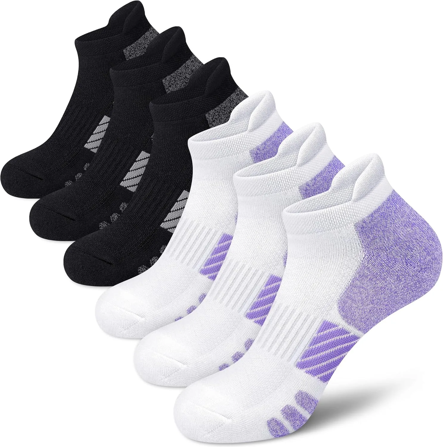 Ankle Socks Women Anti-blister Breathable Running Athletic Cushioned Socks 3/6 Pairs