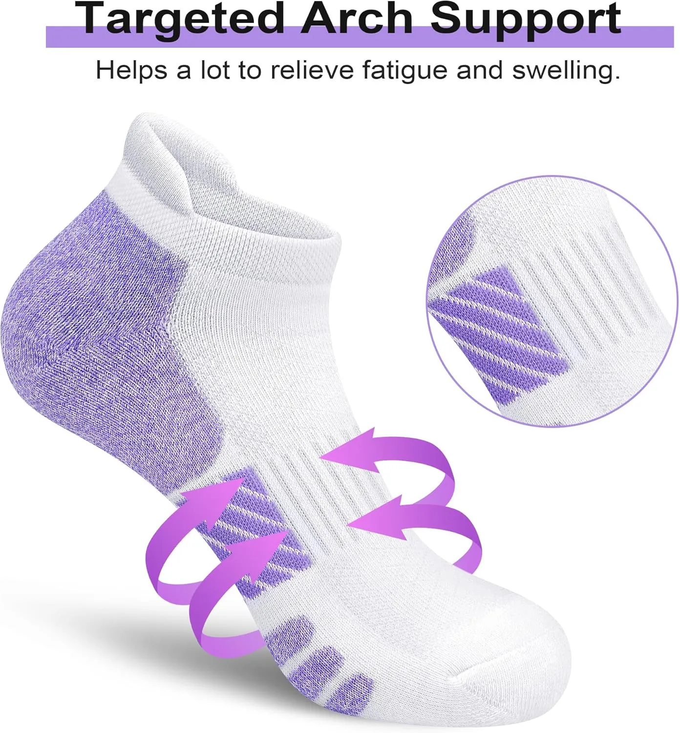 Ankle Socks Women Anti-blister Breathable Running Athletic Cushioned Socks 3/6 Pairs