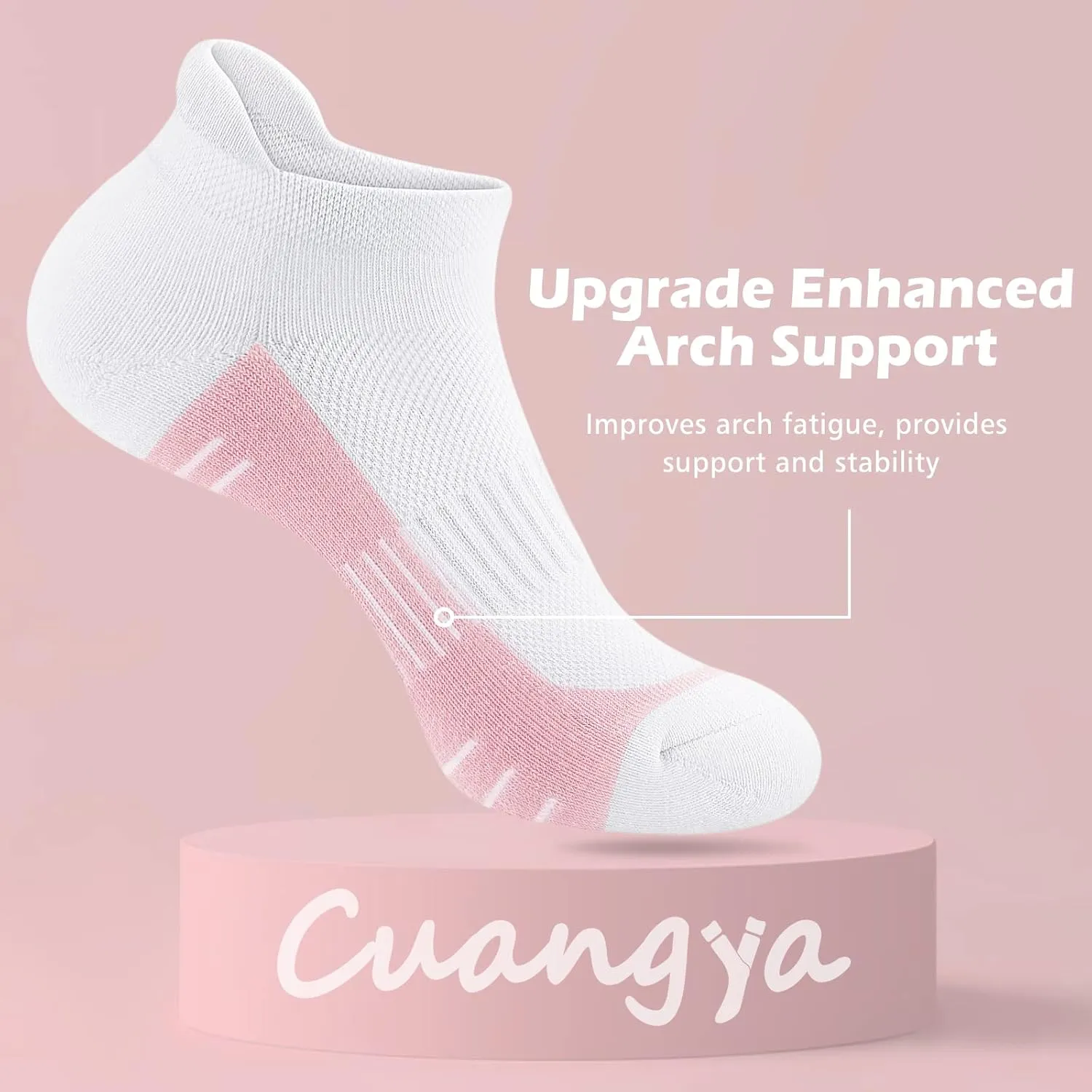 Ankle Socks Women Athletic No Show Socks Running Comfort Cushioned 5-Pairs