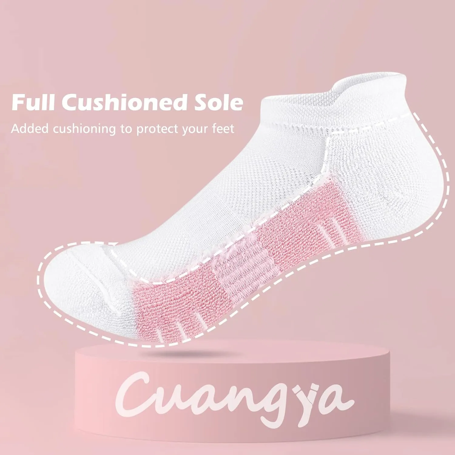 Ankle Socks Women Athletic No Show Socks Running Comfort Cushioned 5-Pairs