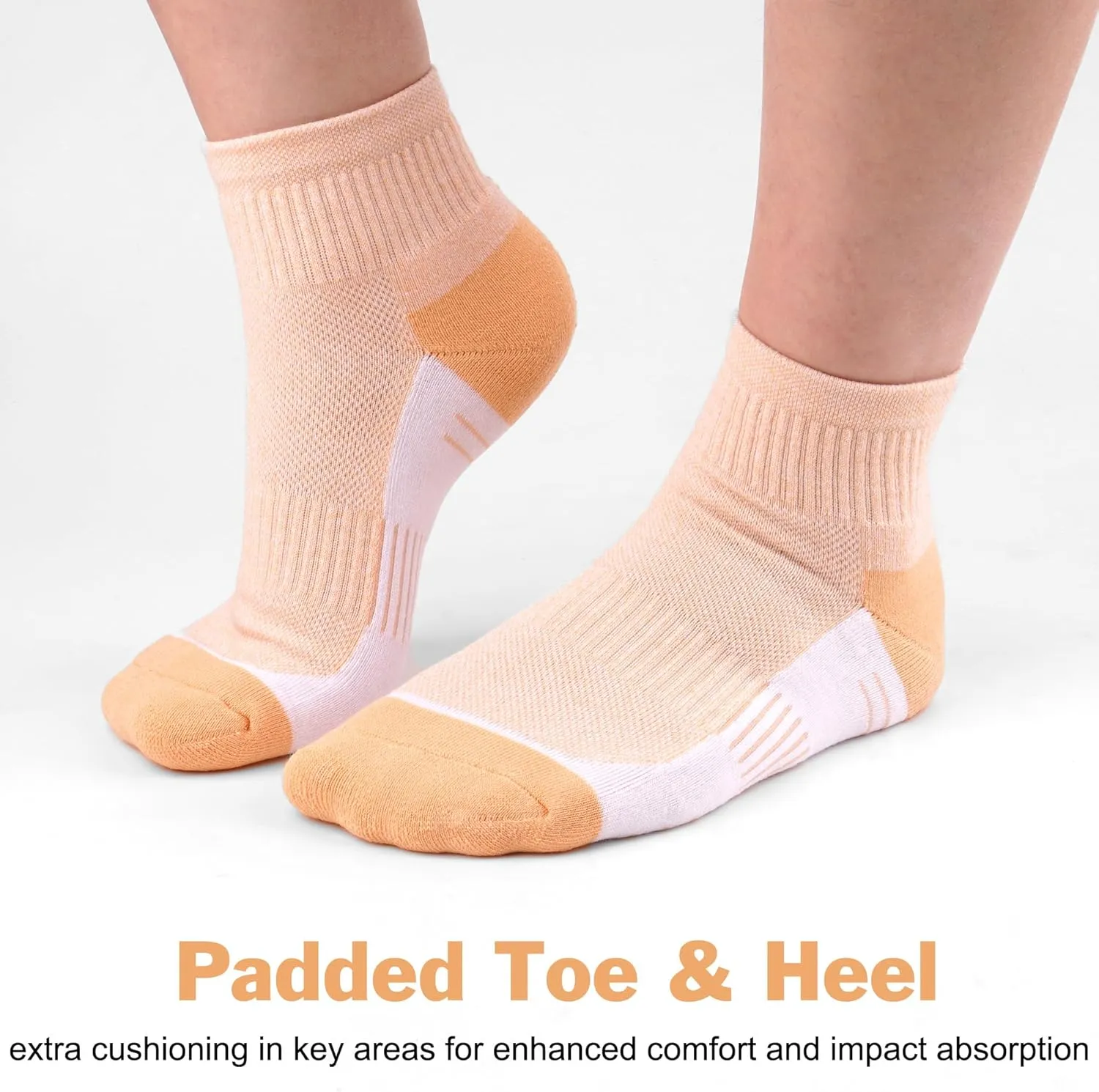 Ankle Socks Women Athletic Running Socks Hiking Cushioned 5-Pairs