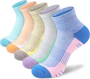 Ankle Socks Women Athletic Running Socks Hiking Cushioned 5-Pairs