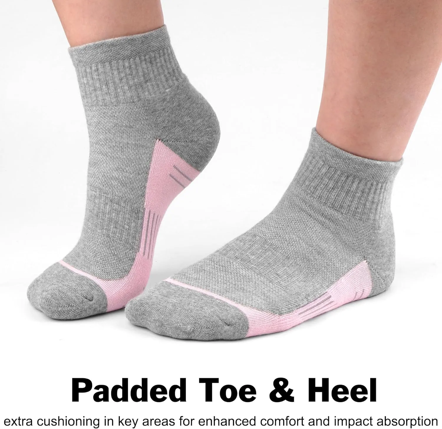 Ankle Socks Women Athletic Running Socks Hiking Cushioned 5-Pairs