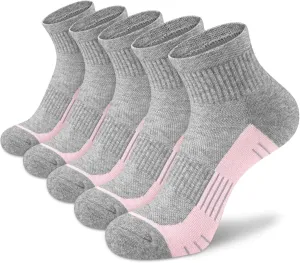 Ankle Socks Women Athletic Running Socks Hiking Cushioned 5-Pairs