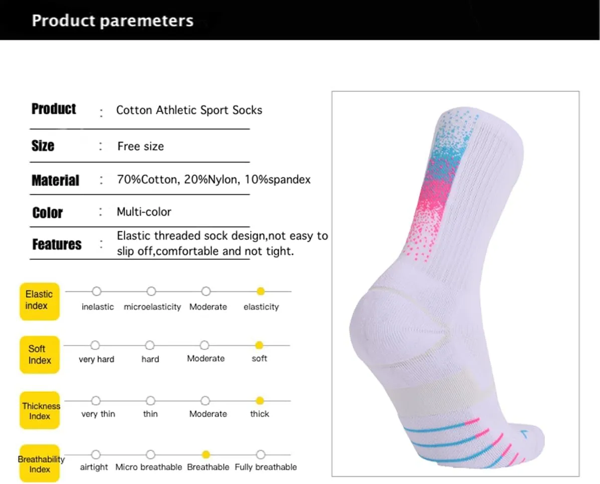 AnsrJ Basketball socks for Men or Women,Elite Athletic Cushion Crew Socks with Arch Compression 3-Pack