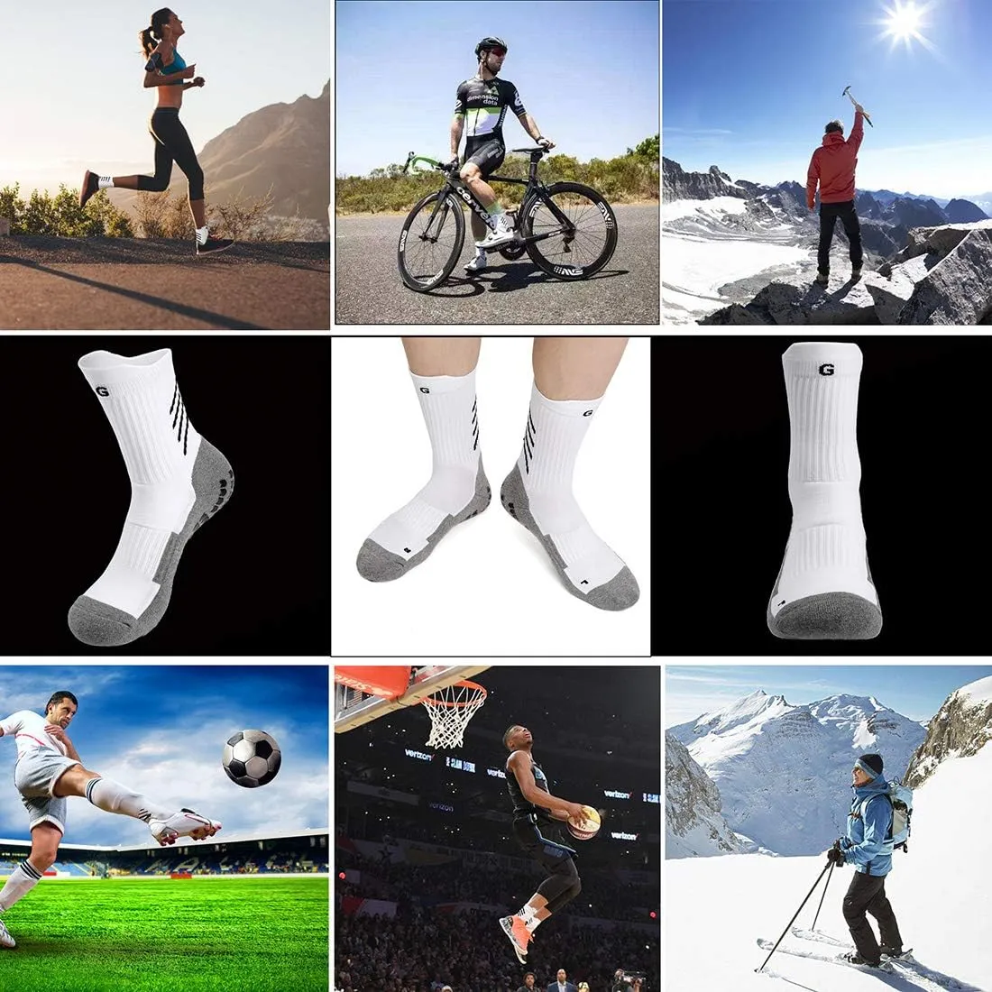 Anti-slip Football Socks for Men Women, Breathable, Cushioned, Cotton Grip Sports Sock for Soccer Yoga Basketball…