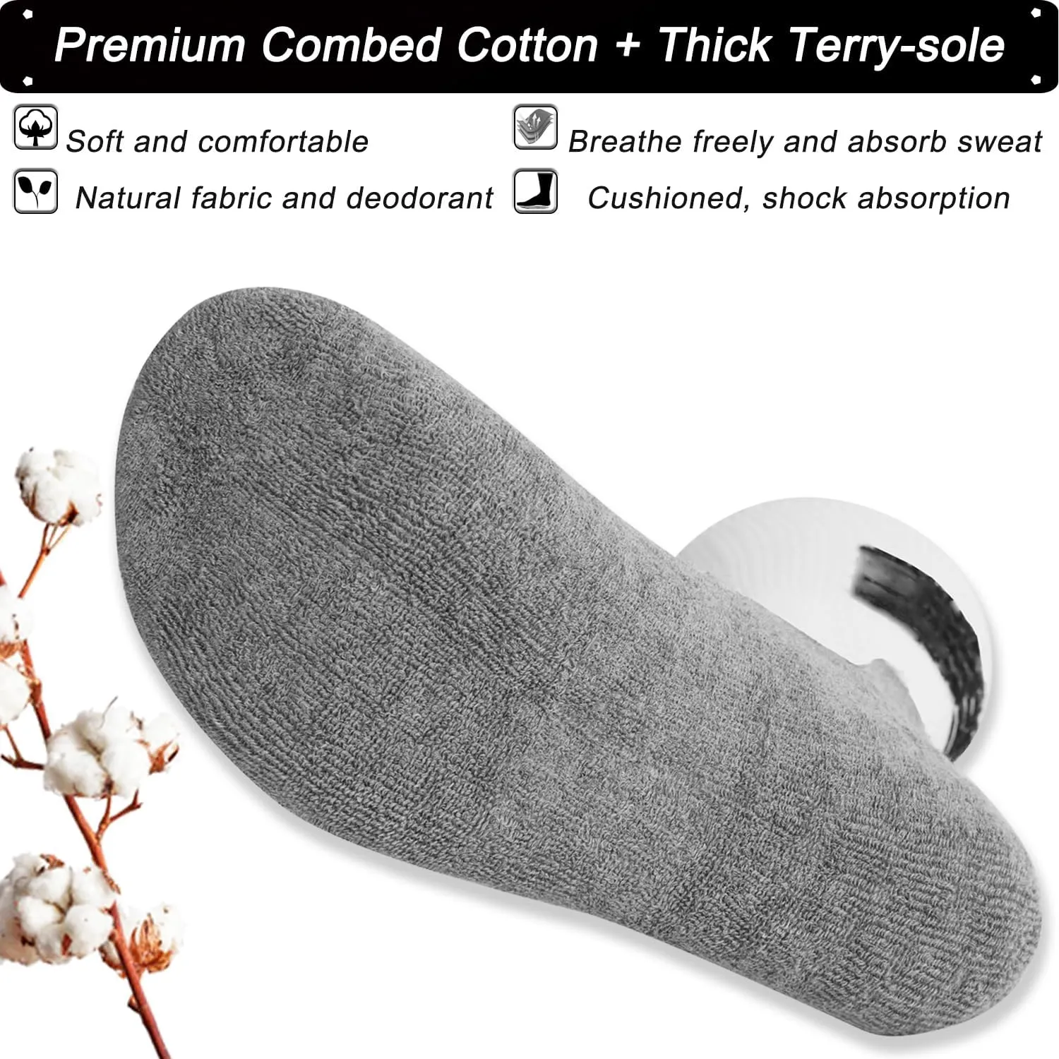 Anti-slip Football Socks for Men Women, Breathable, Cushioned, Cotton Grip Sports Sock for Soccer Yoga Basketball…