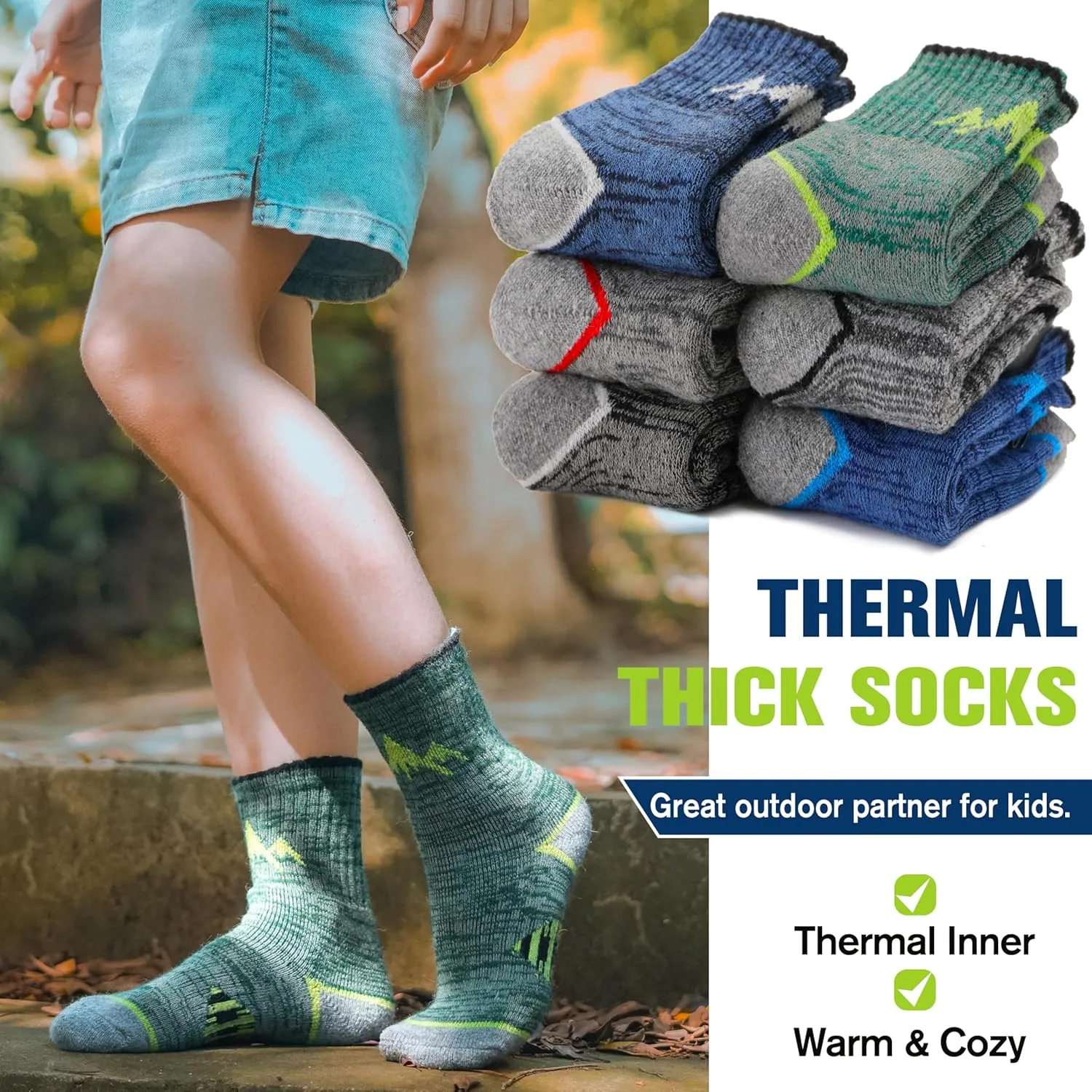 ANTSANG Kids Toddlers Boys Girls Merino Wool Hiking Athletic Thermal Warm Winter Socks