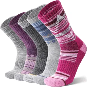 ANTSANG Merino Wool Hiking Socks for Men & Women 5 Pairs Thermal Warm Winter Thick Cushion Moisture Wicking Crew Boot Socks