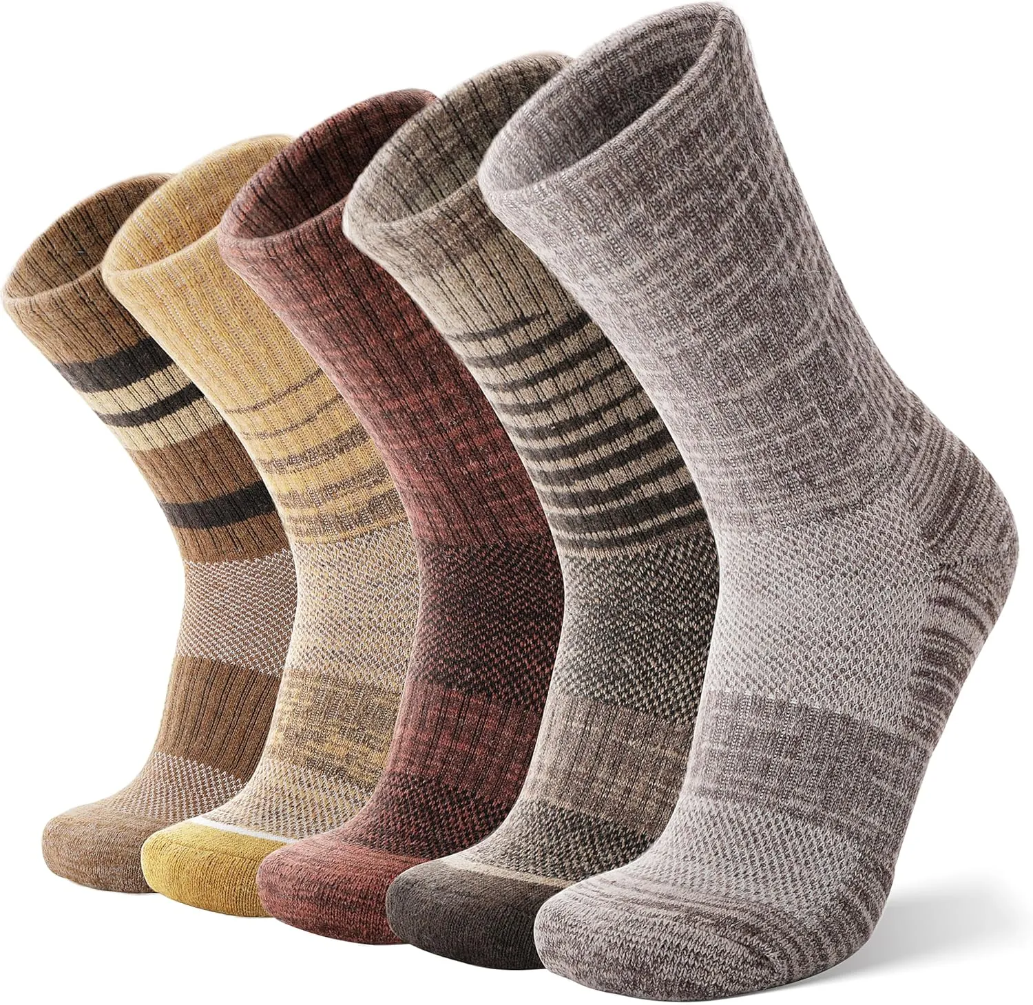ANTSANG Merino Wool Hiking Socks for Men & Women 5 Pairs Thermal Warm Winter Thick Cushion Moisture Wicking Crew Boot Socks