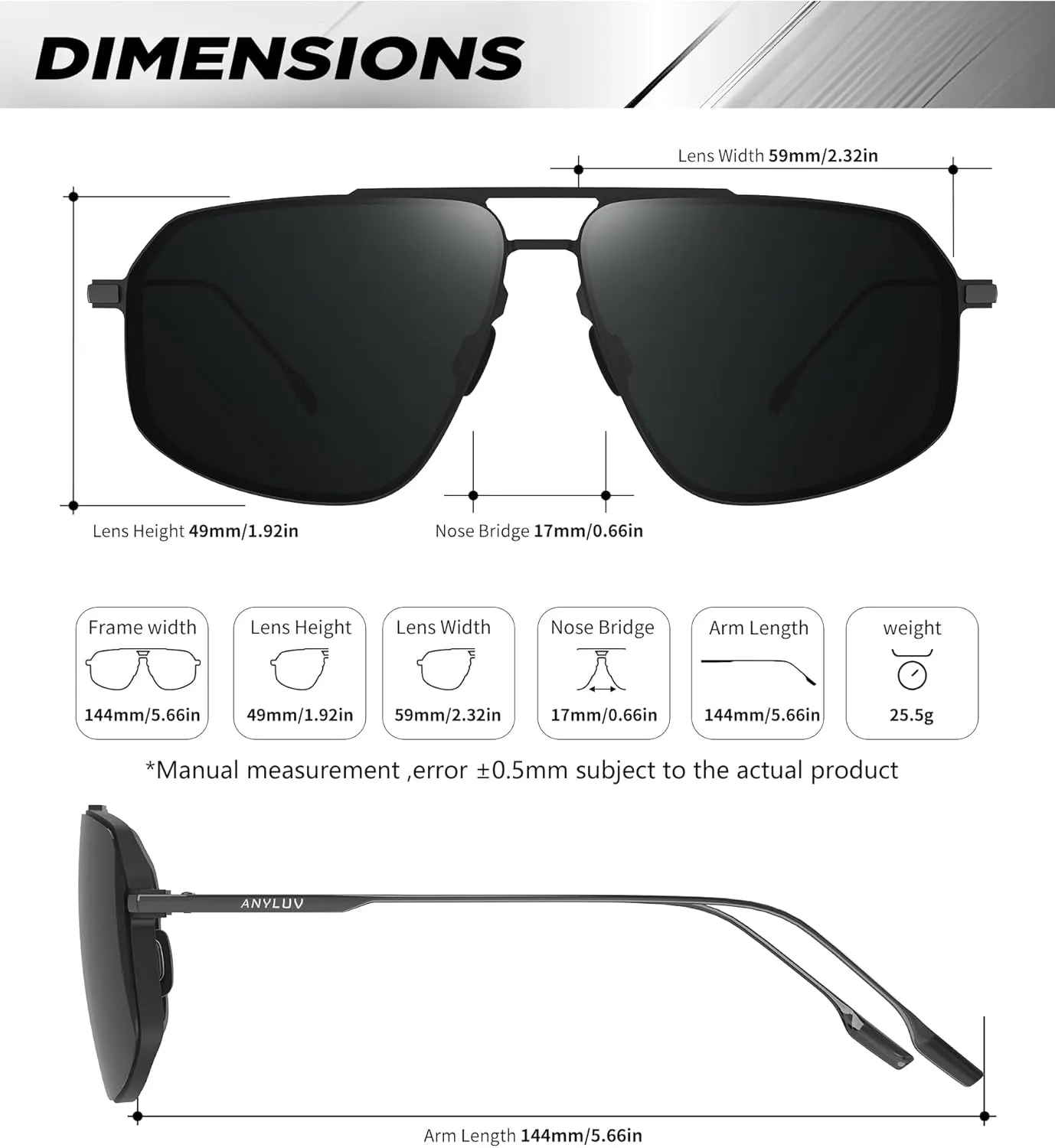 ANYLUV Polarized-Sunglasses-Men Aviator Mens Sunglasses: Womens Pilot Sun Glasses UV400 Protection for Driving Fishing