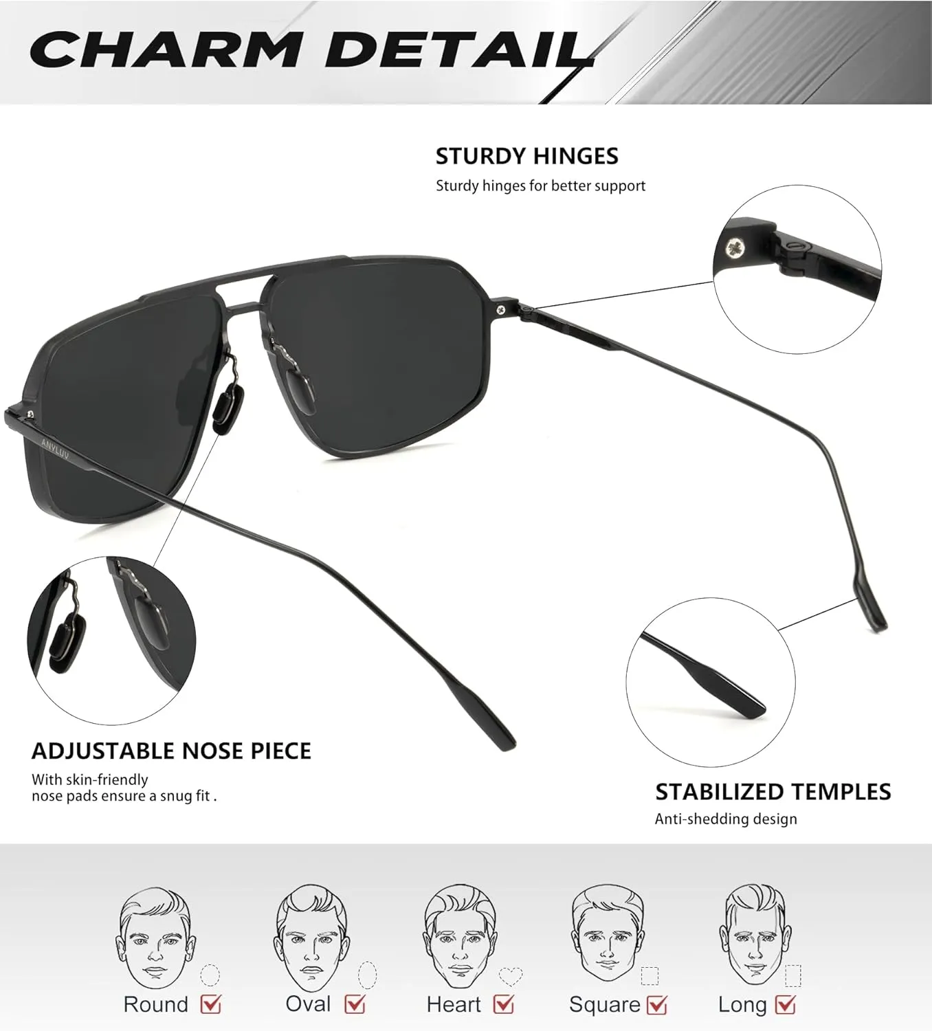 ANYLUV Polarized-Sunglasses-Men Aviator Mens Sunglasses: Womens Pilot Sun Glasses UV400 Protection for Driving Fishing