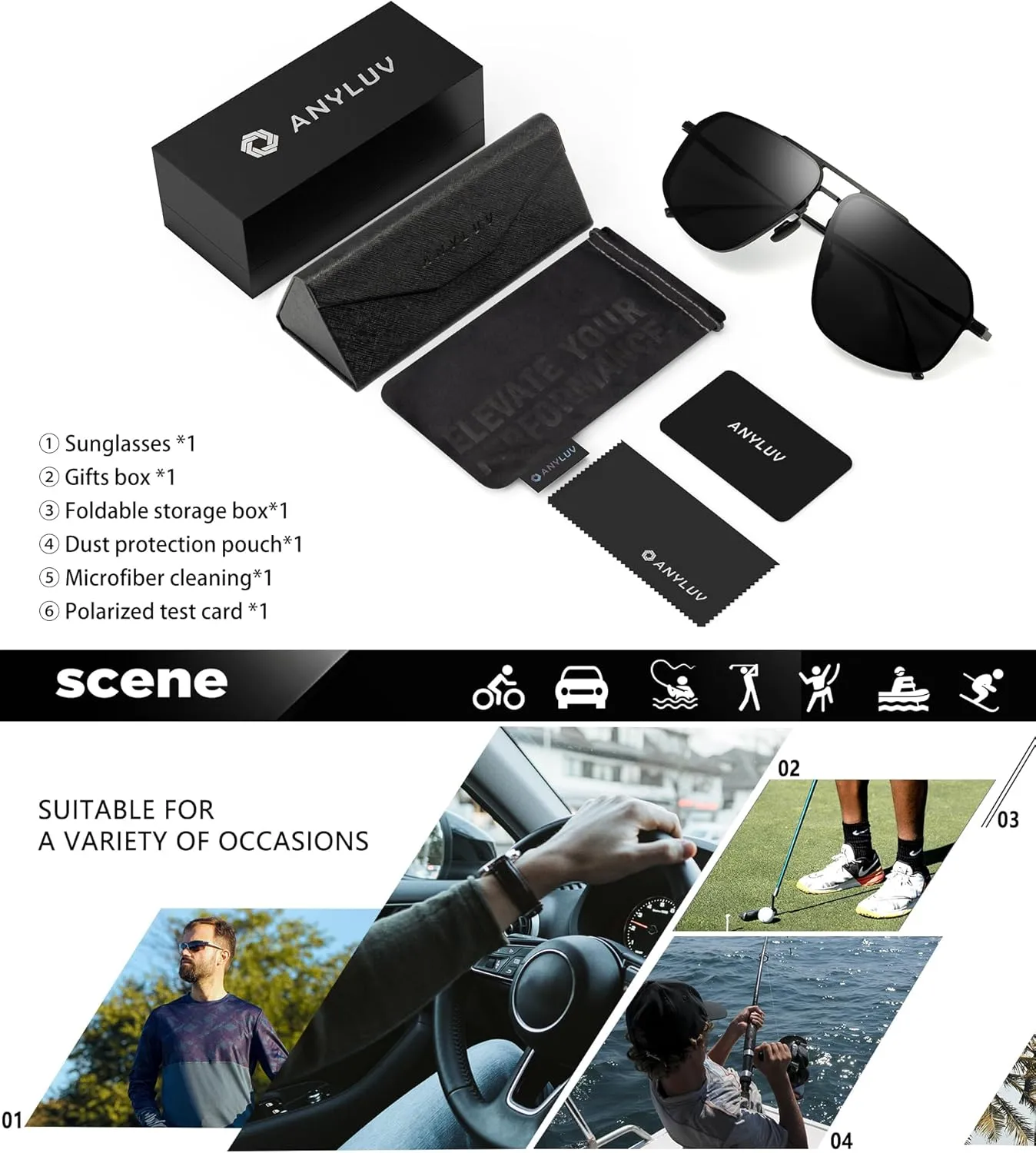 ANYLUV Polarized-Sunglasses-Men Aviator Mens Sunglasses: Womens Pilot Sun Glasses UV400 Protection for Driving Fishing