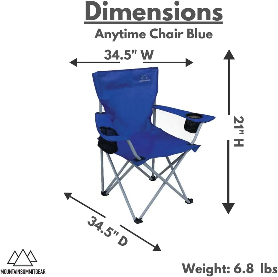 Anytime Chair for Camping, Sports, and The Outdoors w/Carry Bag, Camping Chairs for Adults, Folding Chair for Outside, (by Caddis Sports)
