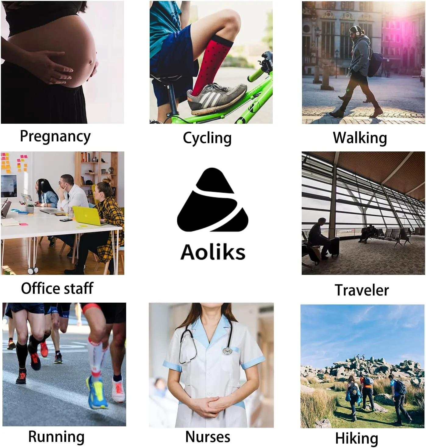 Aoliks Compression Socks for Women & Men 4 Pairs, Best Support for Nurses Running Travel