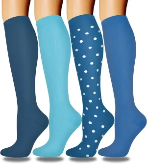 Aoliks Compression Socks for Women & Men 4 Pairs, Best Support for Nurses Running Travel