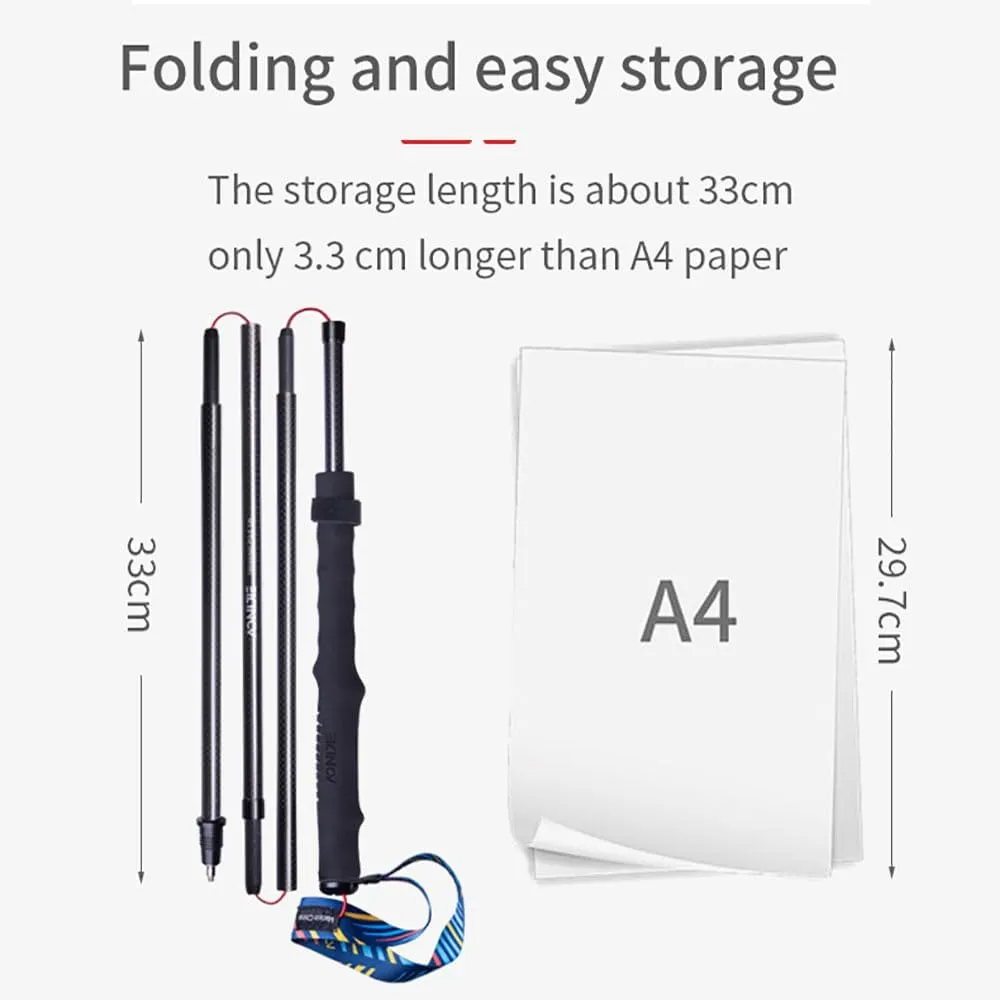 AONIJIE 2pcs Carbon 4 Folding Trekking Pole, New Carbon Fiber Ultra-Light Walking Pole Suitable for Trail Running, Hiking