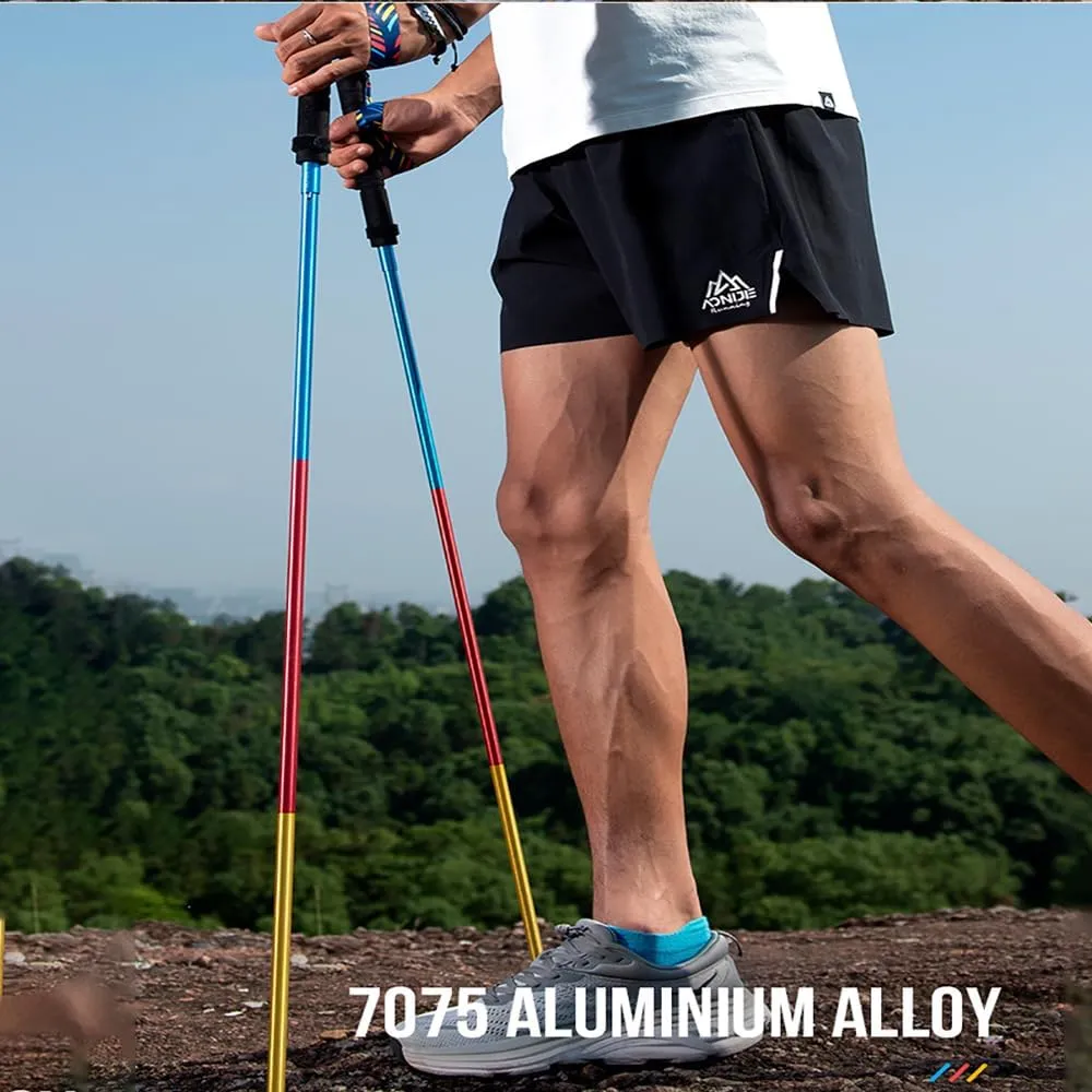 AONIJIE 2pcs Z-Type Trekking Poles, Foldable Carbon Rod Aluminum Alloy Walking Stick, Suitable for Off-Road, Mountaineering, Running