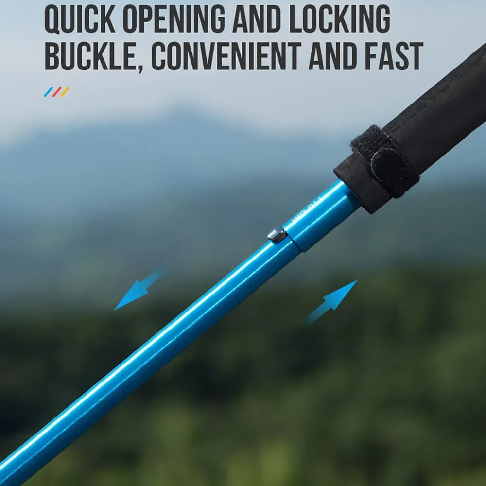 AONIJIE 2pcs Z-Type Trekking Poles, Foldable Carbon Rod Aluminum Alloy Walking Stick, Suitable for Off-Road, Mountaineering, Running