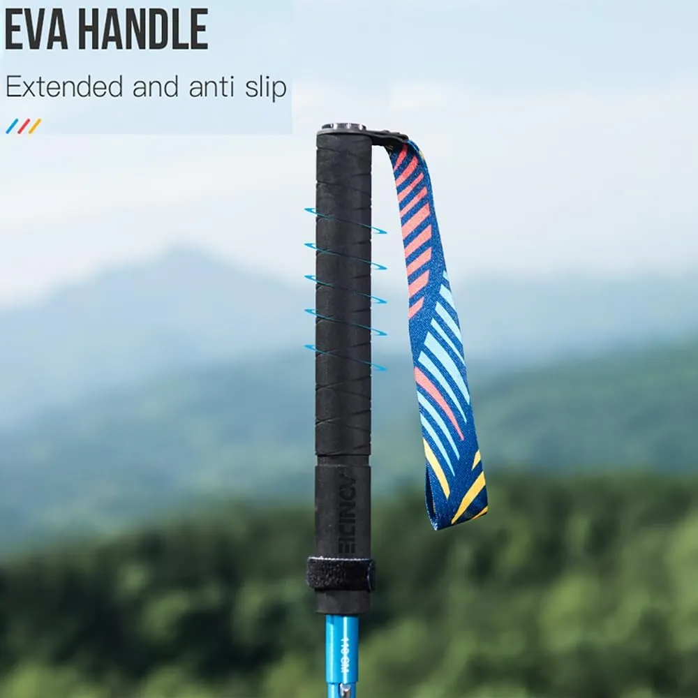 AONIJIE 2pcs Z-Type Trekking Poles, Foldable Carbon Rod Aluminum Alloy Walking Stick, Suitable for Off-Road, Mountaineering, Running