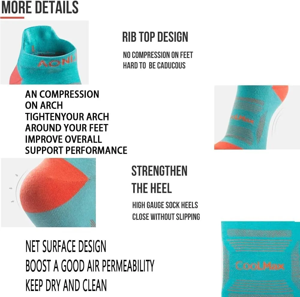 AONIJIE 3-toe Socks Set, Non-slip Breathable Low-top Sports Socks for Men and Women for Mountaineering, Running, Outdoor