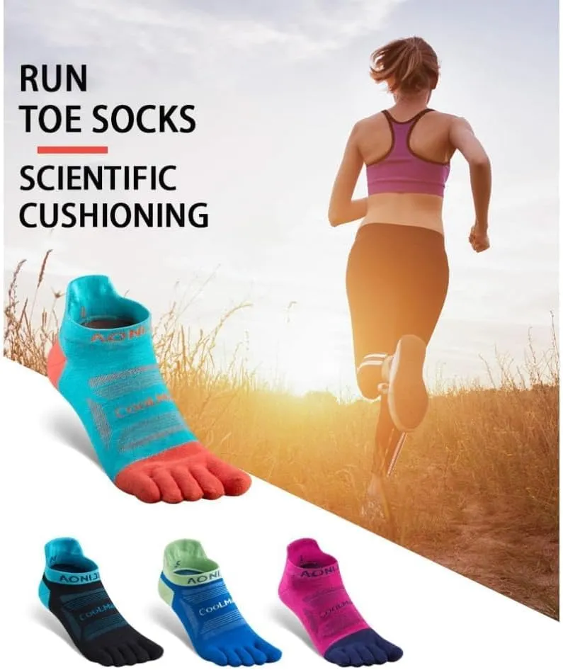 AONIJIE 3-toe Socks Set, Non-slip Breathable Low-top Sports Socks for Men and Women for Mountaineering, Running, Outdoor