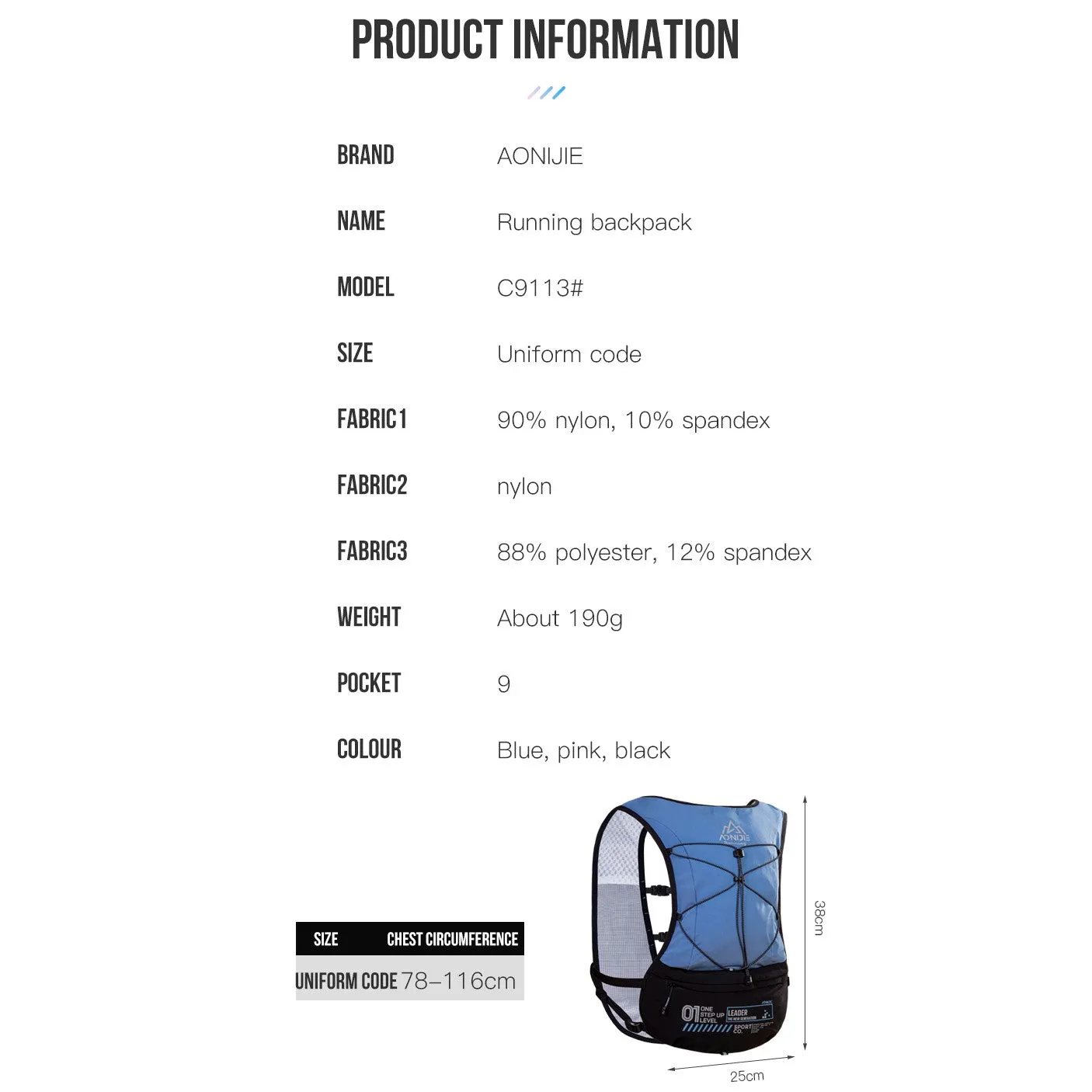 Aonijie Running 5L Trail Running Hydration Vest