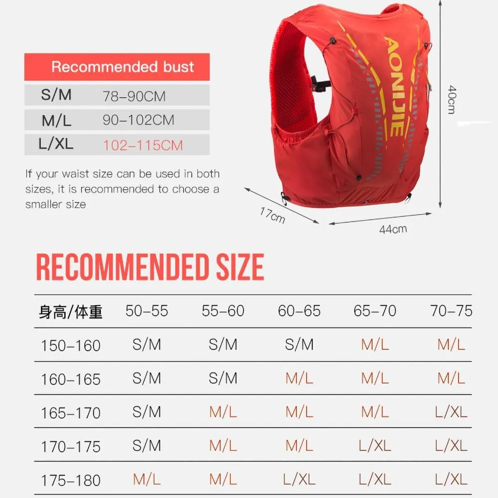 AONIJIE Running Hydration Backpack Vest 12L High Capacity Lightweight Trail Running Vest for Hiking Camping Climbing