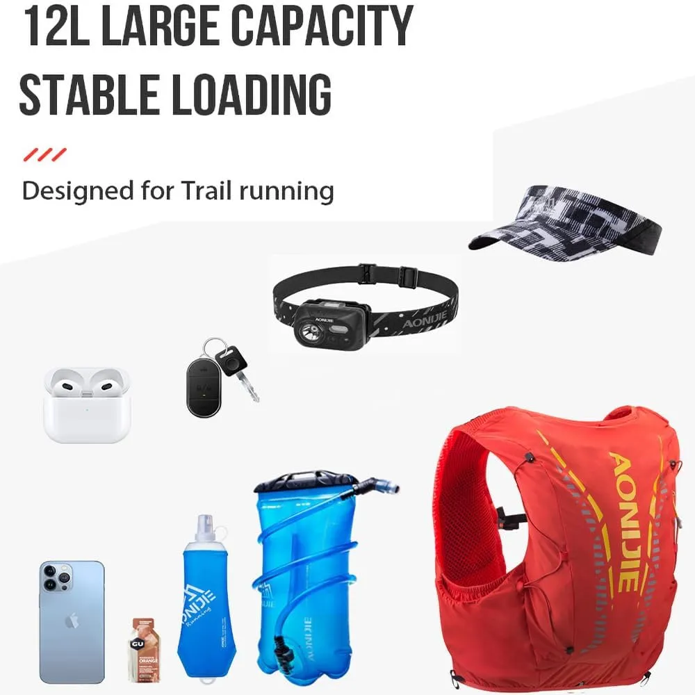 AONIJIE Running Hydration Backpack Vest 12L High Capacity Lightweight Trail Running Vest for Hiking Camping Climbing