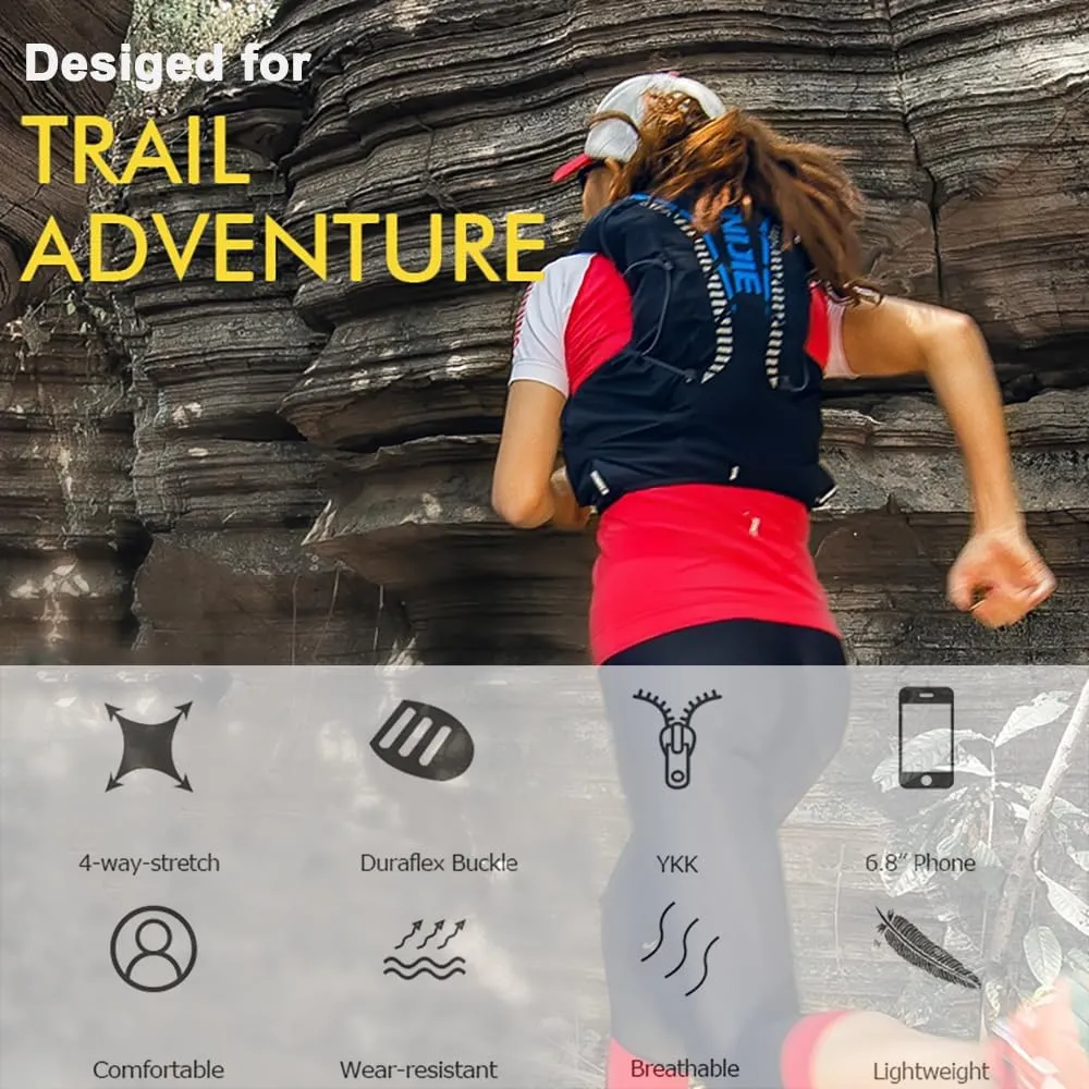 AONIJIE Running Hydration Vest 12L for Men and Women, Lightweight Hiking Backpack with 2 Soft Flasks for Running Hiking