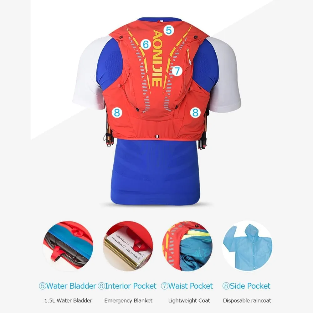 AONIJIE Running Hydration Vest 12L for Men and Women, Lightweight Hiking Backpack with 2 Soft Flasks for Running Hiking