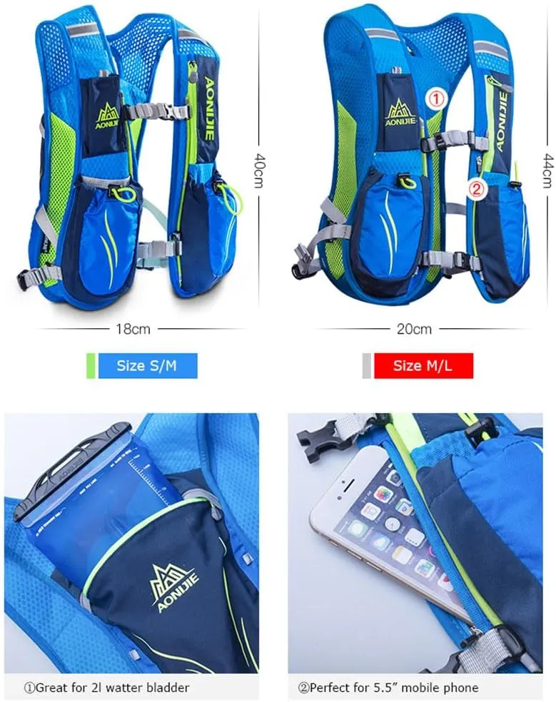 AONIJIE Running Hydration Vest for Women and Men 5.5L Lightweight Trail Runing Hydration Vest Pack Backpack for Running, Cycling, Climbing