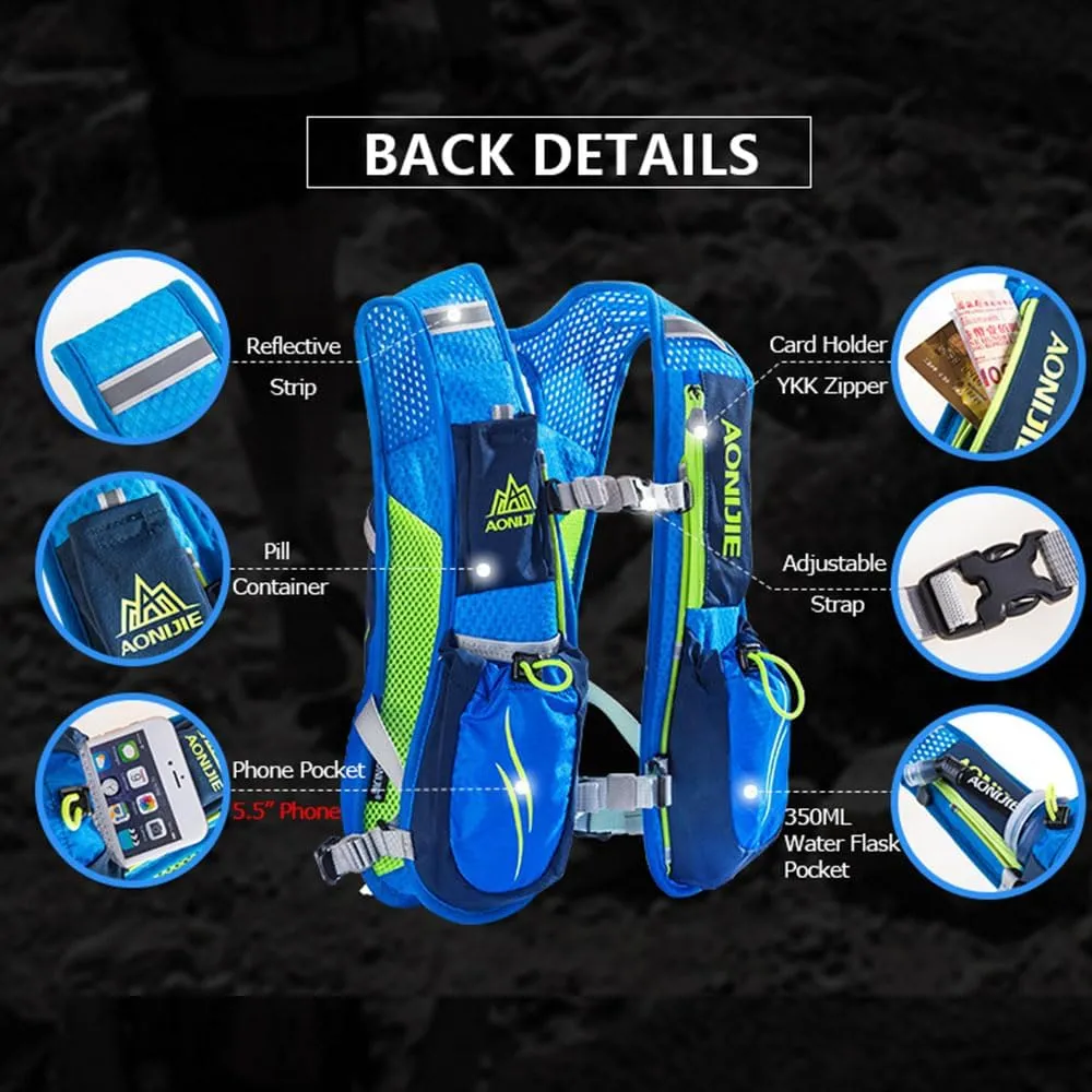 AONIJIE Running Hydration Vest for Women and Men 5.5L Lightweight Trail Runing Hydration Vest Pack Backpack for Running, Cycling, Climbing