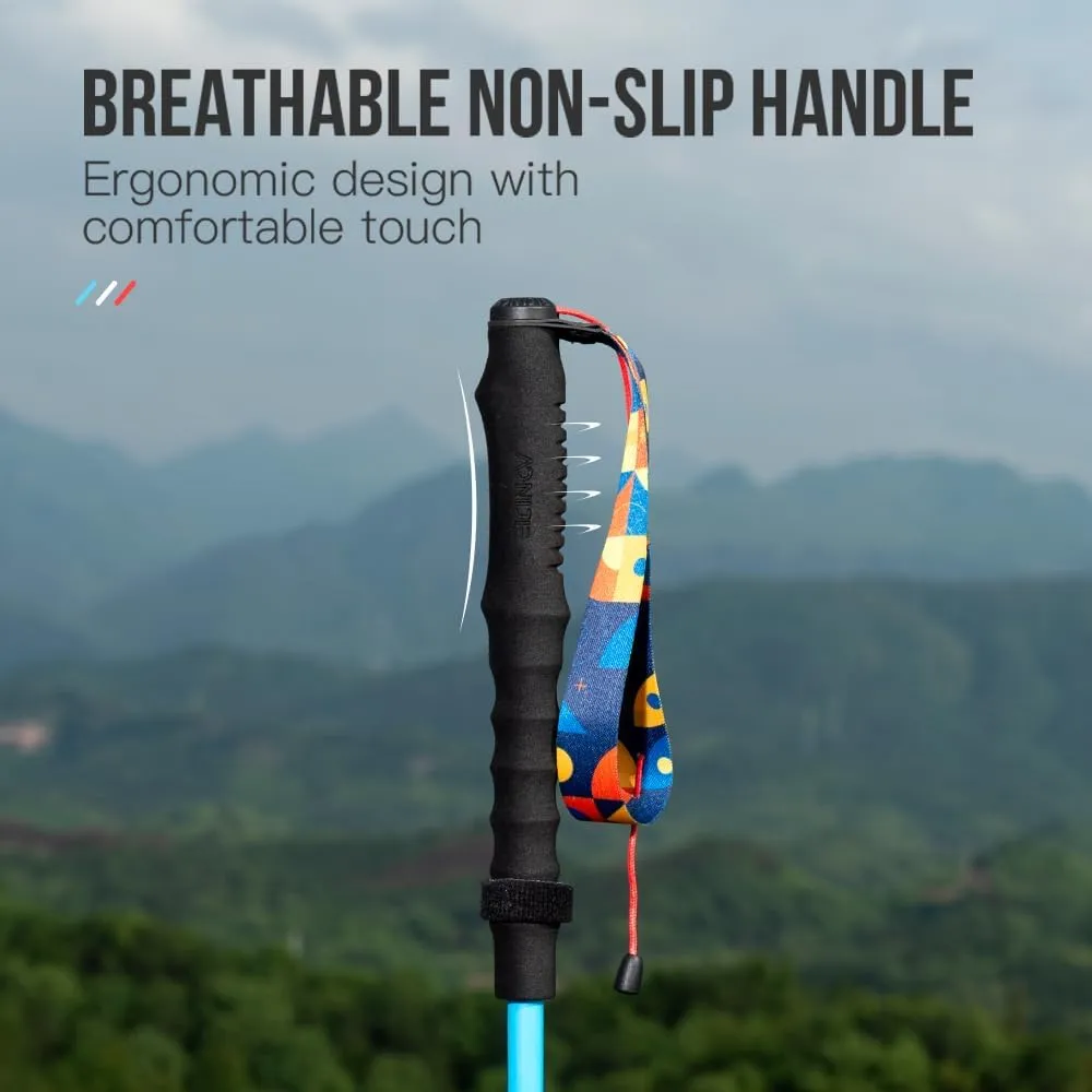 AONIJIE Trekking Poles - 2 Pcs Collapsible Aluminum Alloy 7075 Hiking Poles with Anti-Shock and Quick Lock System, Ultralight for Hiking, Camping, Mountaining, Trekking