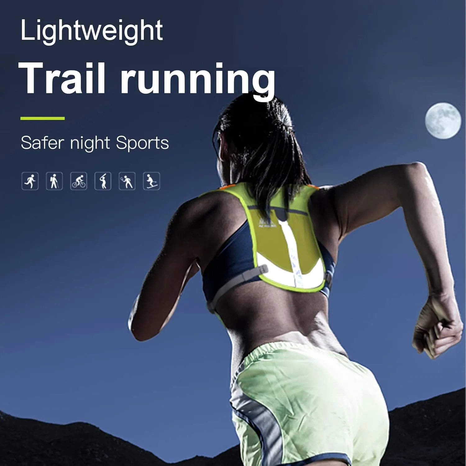 AONIJIE Ultralight Running Vest with Reflective Strip Breathable Hydration Backpack for Hiking Camping Marathon Cycling Race