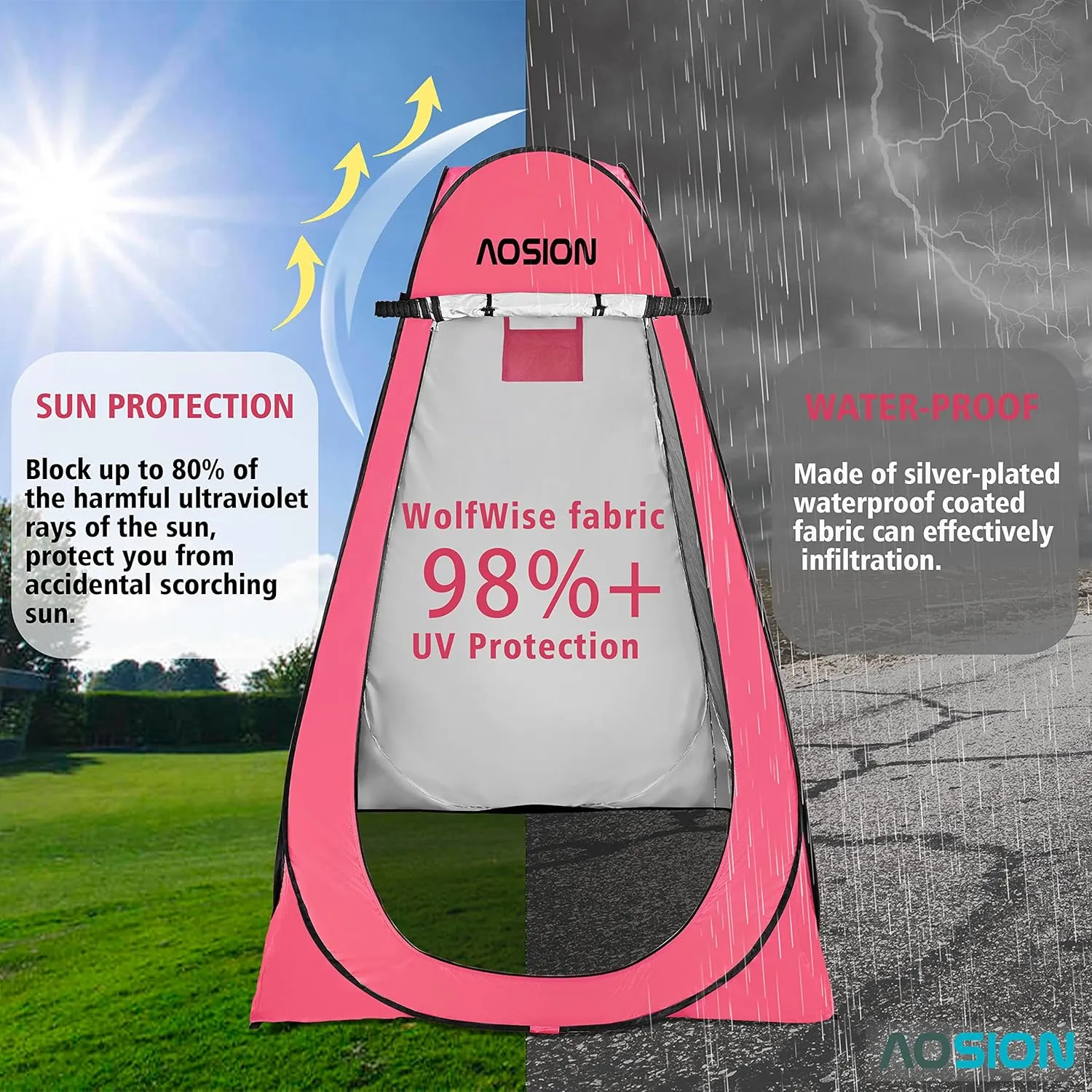 AOSION Privacy Shower Tent,Pop Up Changing Tent,Camp Bathroom Changing Dressing Room,Sun Sunshade Canopy Outdoor Rain Shelter for Camping Hiking Beach Picnic Fishing.
