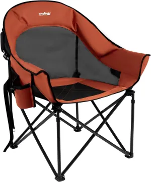 apollo walker Beach Chair,Portable Adults Stable Comfortable Folding Patio Lawn Chairs for Outdoor,Breathable Comfy Moon Round Chair Support to 500LBS,for Camping & Fishing & Barbeque,Orange