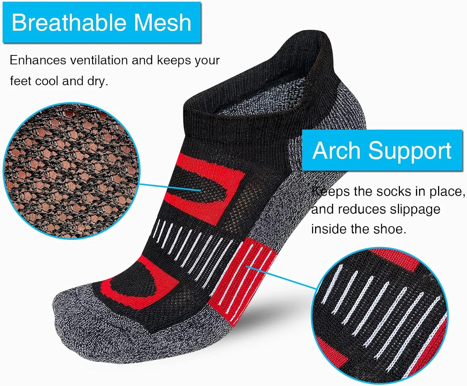 APTYID Women's Athletic Cushioned Ankle Socks Tab Running Socks (6 Pairs)