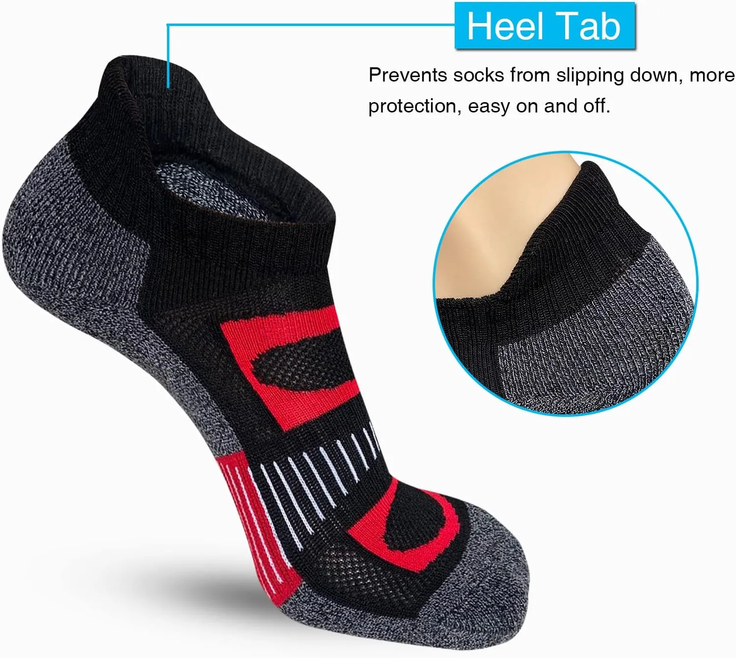 APTYID Women's Athletic Cushioned Ankle Socks Tab Running Socks (6 Pairs)