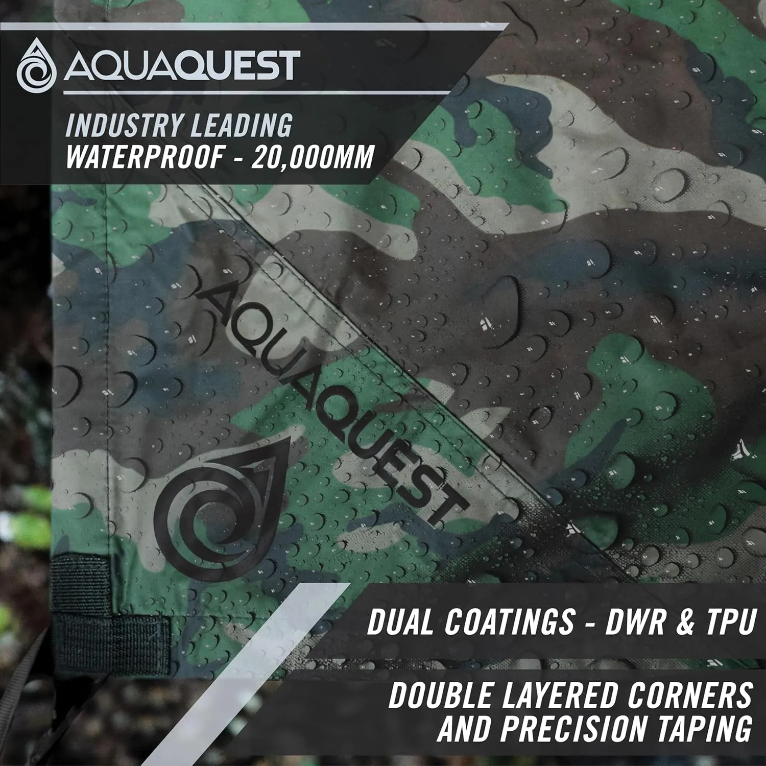 AquaQuest Defender Camping Tarp - Heavy Duty Tent Shelter or Rain Fly - Waterproof Camping Essentials for Hiking, Bushcraft & Hammock
