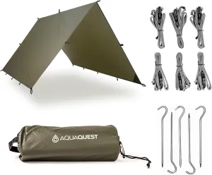 AquaQuest Guide Camping Tarp - Ultralight Tent Cover or Rain Fly - Waterproof Camping Gear Must Haves for Hiking, Hammock, Bivy & Survival