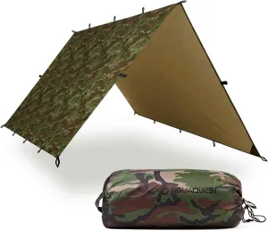 AquaQuest Safari Camping Tarp - Lightweight Durable Rain Fly - Waterproof Camping Essentials for Hiking, Backpacking & Hammock