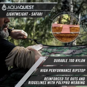 AquaQuest Safari Camping Tarp - Lightweight Durable Rain Fly - Waterproof Camping Essentials for Hiking, Backpacking & Hammock