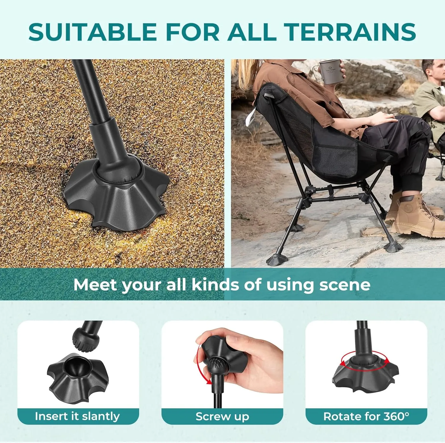 ATEPA Backpacking Chair, Ultralight Folding Portable Small Camping Chairs for Adults Compact Foldable Beach Seat with Anti-Sinking Feet & Aluminum Frame for Outdoor Hiking Travel Fishing