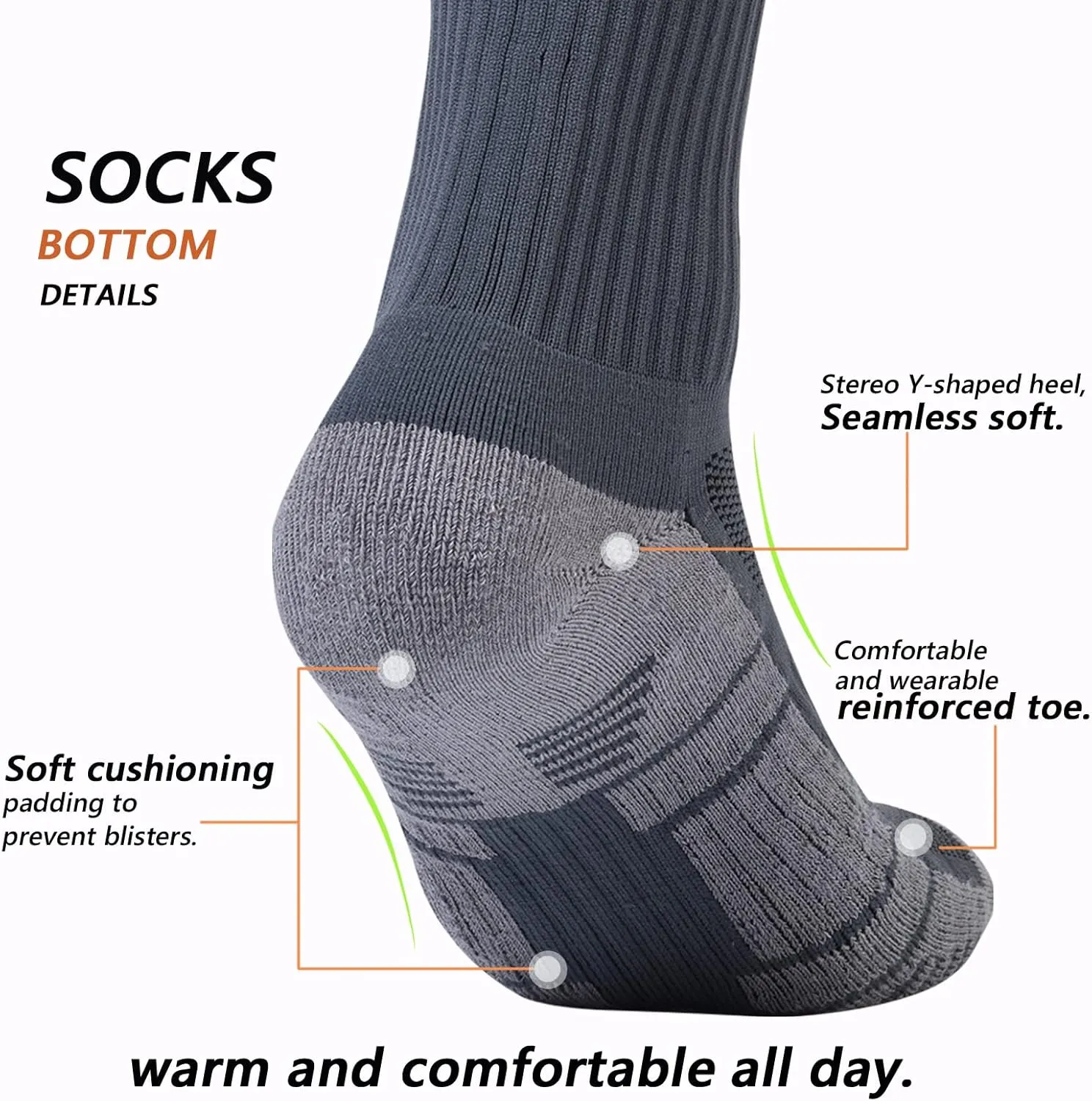 Athletic Hiking Socks for Mens and Womens Arch Support Compression With Cushion Moisture Wicking Crew Socks 3 Pairs