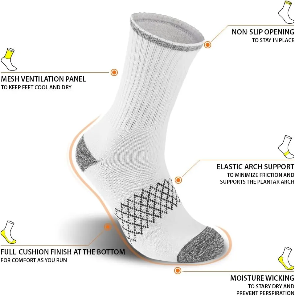 Athletic Hiking Socks for Women/Men Best Gifts/Cushioned Moisture Wicking Sports Socks(5Pairs)