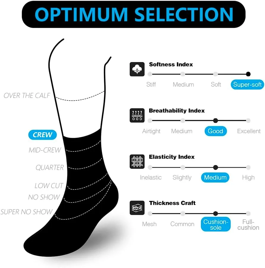 Athletic Socks White Crew Socks for Men & Women Moisture-Wicking Coolmax Cushion Compression Basketball Socks, 4-Pack