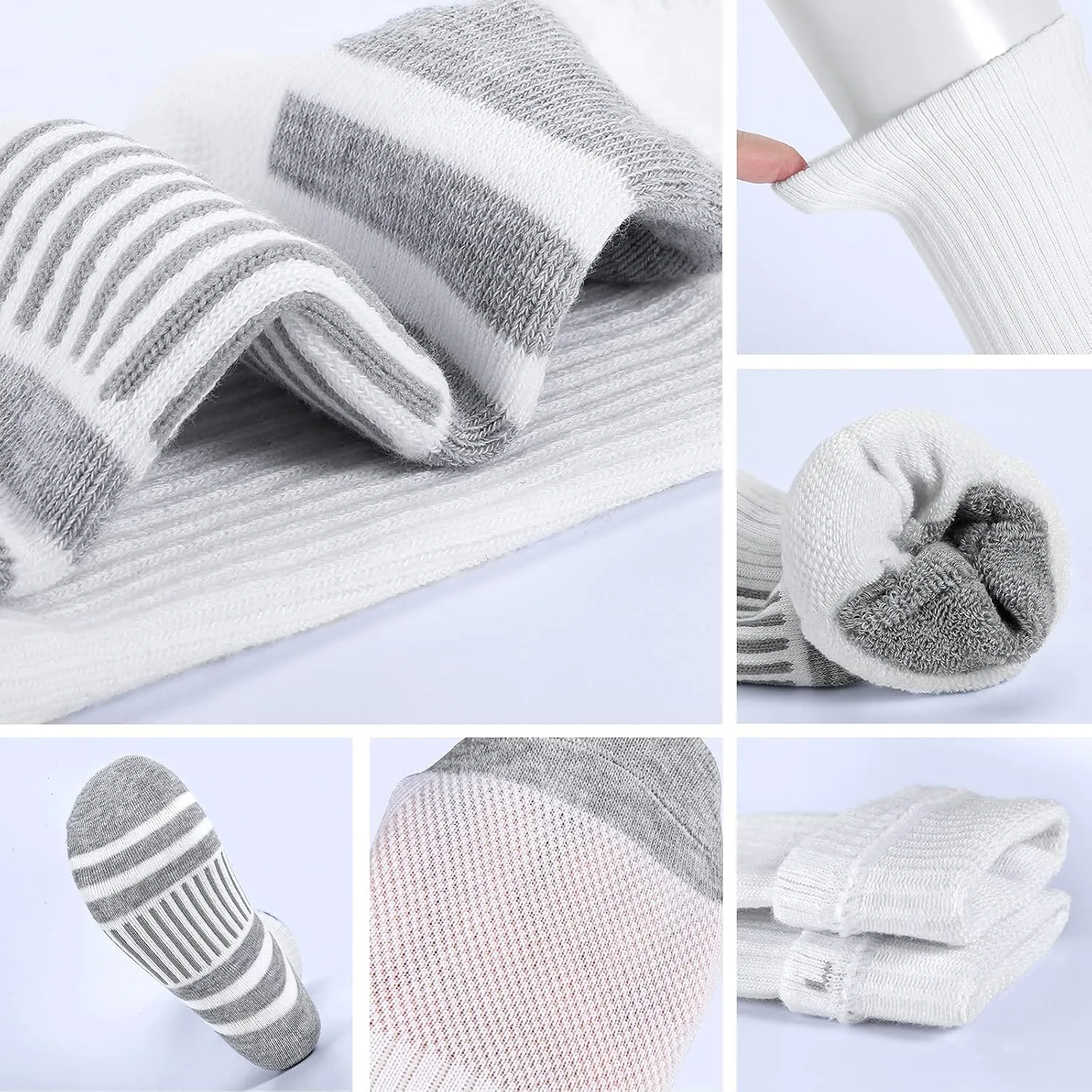 Athletic Socks Women Men Crew Socks Cushion Sports Running Socks Performance Hiking Calf Socks with Arch Support 6 Pairs