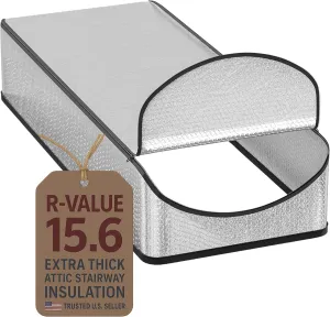Attic Door Insulation Cover for Pull Down Ladder or Stair 25" x 54" x 11"- R-Value 15.6 Extra Thick Fire Proof Attic Tent Stairway Insulator with Easy Installation, Door Seal Hatch by Miloo