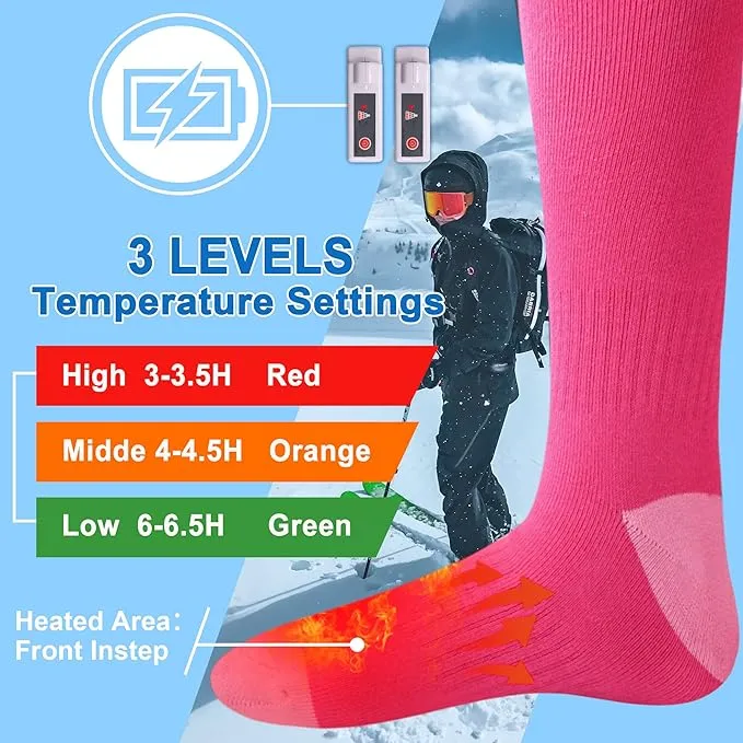 Autocastle Heated Socks, Electric Heated Socks for Men Women, Rechargeable Battery Heating Socks, Winter Warm Thermal Socks, Washable Unisex Foot Warmers for Hunting Camping Skiing Hiking Outdoors